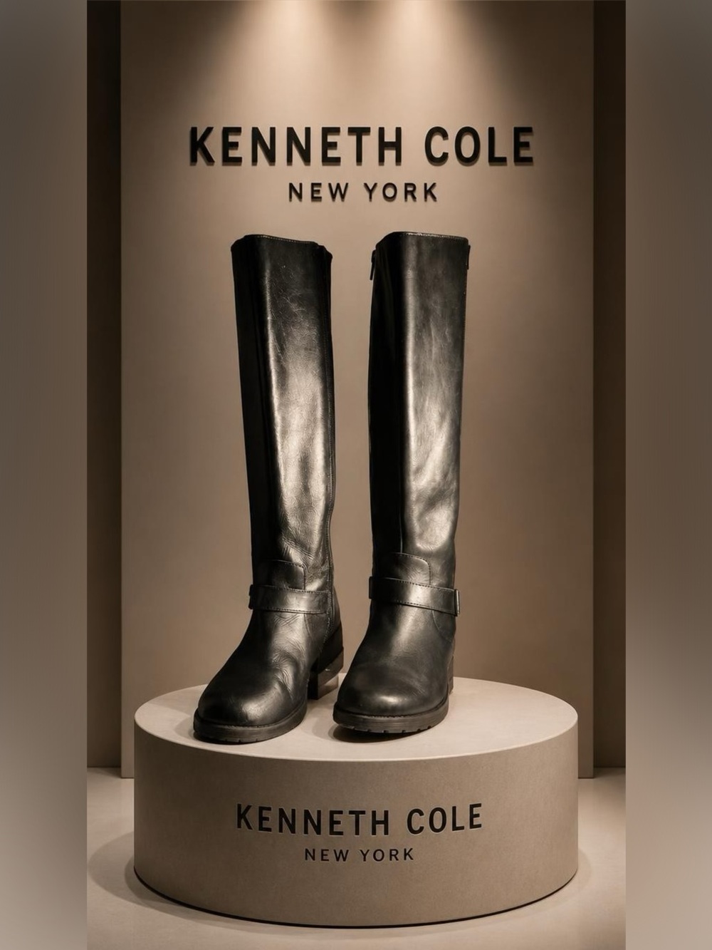 Kenneth Cole New York “Jenny” Black Leather Riding Boots